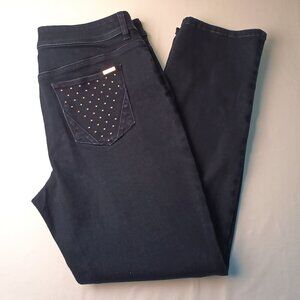 Chico's Brand Denim Jeans Size 12 So Slimming High Rise Straight Leg Dark Wash